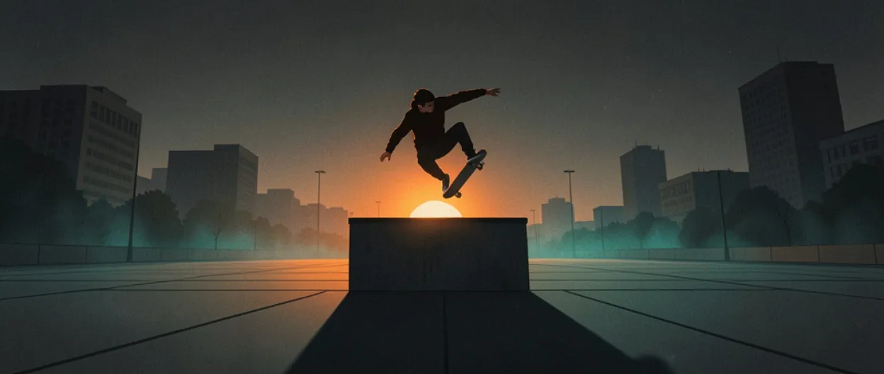 An empty downtown plaza with a ledge, the kind of spot you start a line on